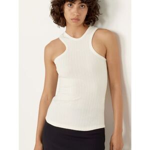 Nomia asymmetrical racer back Wide Rib Knit Tank in Ivory small